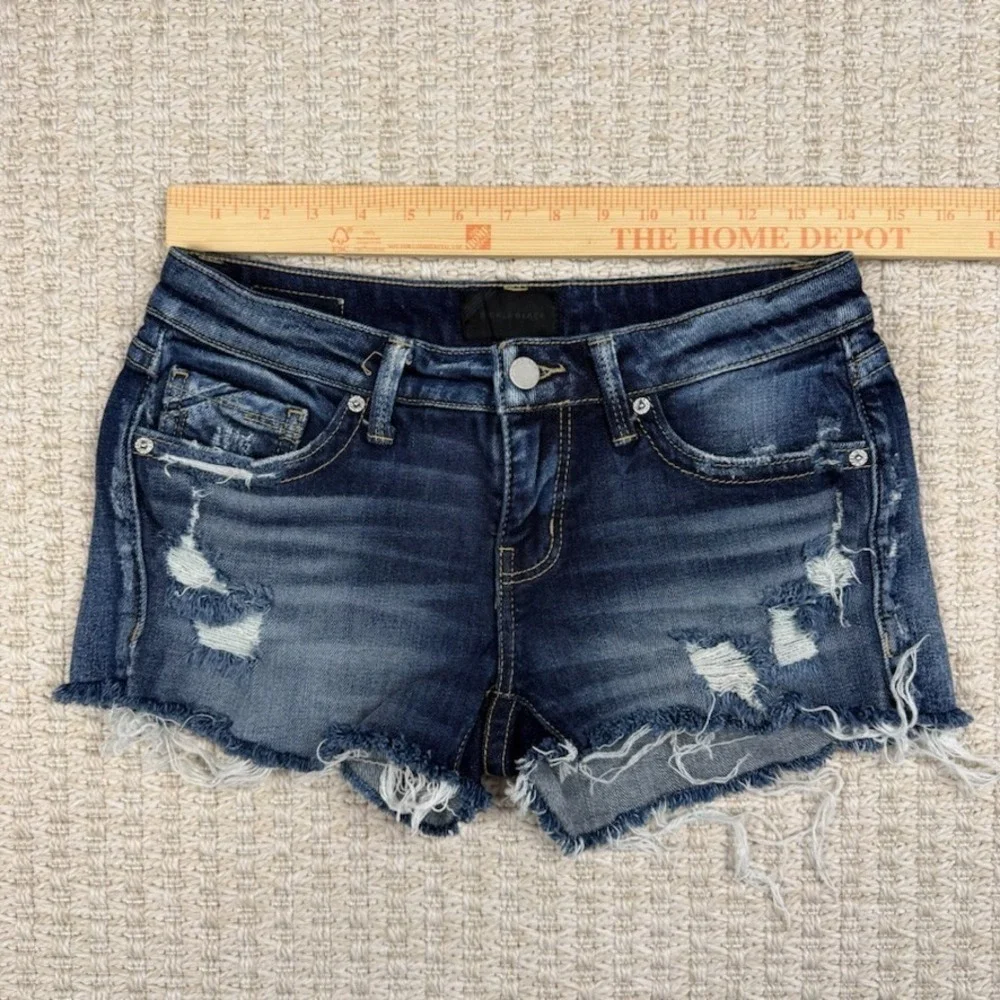 Buckle Black Womens Shorts 25 Denim Cutoff Low Rise Distressed‎ Y2K
